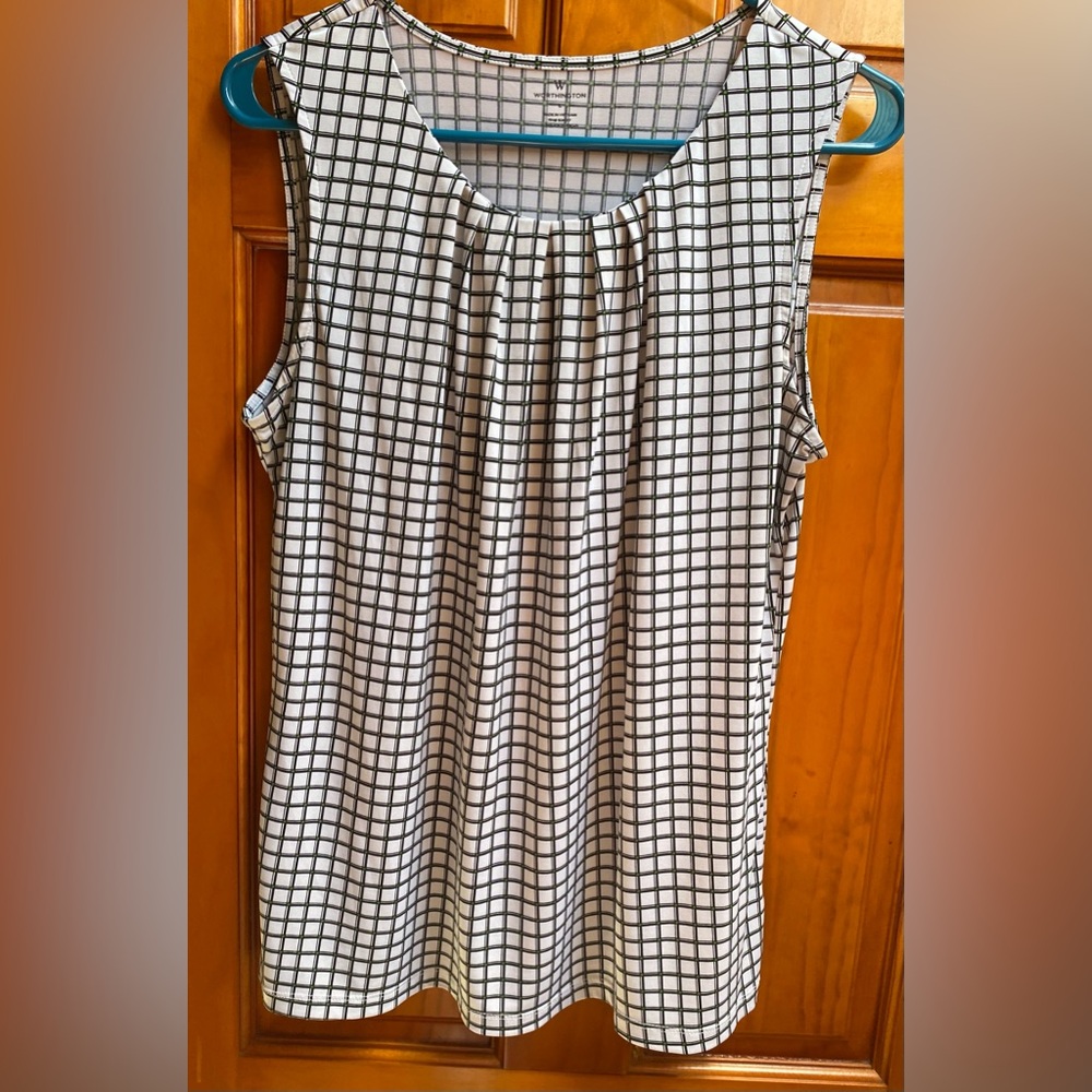 Worthington Women's Pleated Neck Tank Top Sleeveless Top Blouse L - Picture 3 of 9